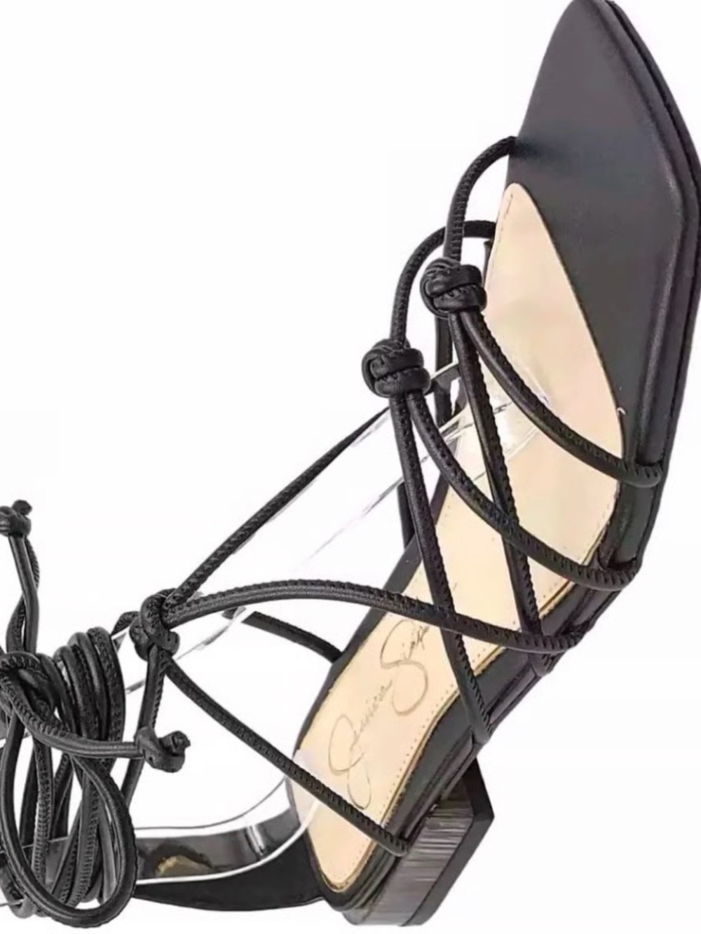 Jessica Simpson Black Strappy Pointed-Toe Flats